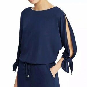 Lauren Ralph Lauren Split Sleeve Navy Jumpsuit 
